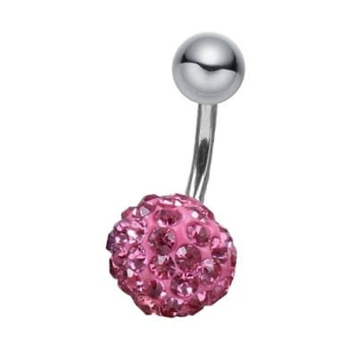 Fako Bijoux® - Navelpiercing - Disco Dots - 8mm - Roze