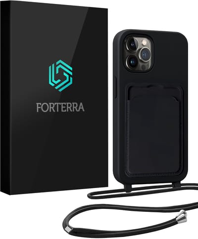 Hoesje Geschikt voor iPhone 13 Pro Pashouder Case Siliconen Hoes Met Koord - Hoes Geschikt voor iPhone 13 Pro Met Telefoonkoord Hoesje Back Cover Met Pasjeshouder - Zwart