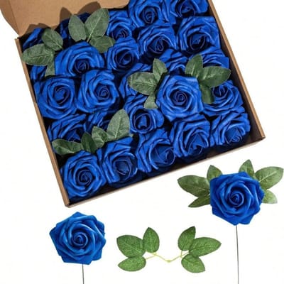 25 stuks Kunstrozen met Stelen, Ivoor Schuimrozen Realistisch Uiterlijk, Geschikt voor DIY Bruidsboeket, Bruidsboeket, Tafelstuk voor Thuis one-size
