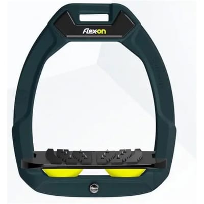 Veiligheidsstijgbeugels Paardrijden Ingebogen Ultra Grip Groen/Zwart/Geel Flex-On Safe-On