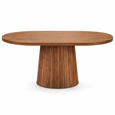 ITRONIQ Ovale Eettafel 140 CM - Luxe Eettafel Voor 6 Personen - Dining Table - MDF Houtlook - Modern Design - Donkerbruin