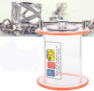 Polijstmachine Trommel - Rotary Polijstbak - Sieraden Polijsten - Automatische Rotatie - 15cm Hoog - Grijs