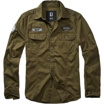 Brandit - Luis Vintageshirt Overhemd - M - Olijfgroen
