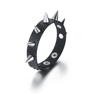 WiseGoods Luxe Spike Armband - Sieraden - Sieraad - Armbanden - Punk Armbandje - Gothic Design -  Leer - Dames / Heren Zwart