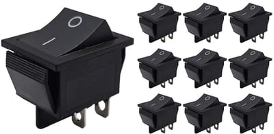 ProRide Wipschakelaar ON-OFF KCD4-202 - 2 Polig - 250V/16A - 30x22mm - Zwart zonder controlelampje - 10 stuks
