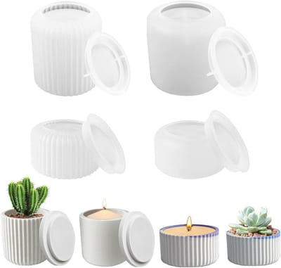SnelShoppen - 4Pcs Silicone Mould voor Succulenten, Cactus en Bloempotten - Beton Gietvorm, DIY Gietvorm met Deksel voor Hars, Epoxy Hars, Tuin en Cre