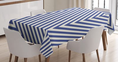 ABAKUHAUS Geometrische Tafelkleed – Driehoek & Strepen – 140x200 cm – Donkerblauw/Wit