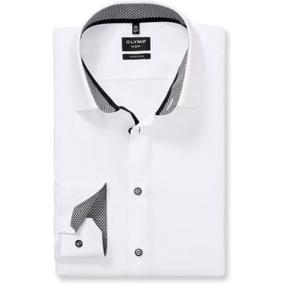 OLYMP No. 6 Six super slim fit overhemd - mouwlengte 7 - popeline - wit - Strijkvriendelijk - Boordmaat: 41