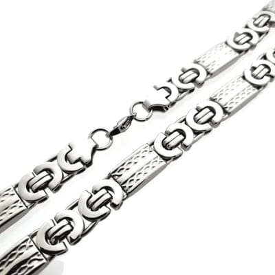 Aramat Jewels | Halskettingen | Platte Stalen Koningsketting man | Zilverkleur / 55cm / 12mm |55cm |12mm | Staal | Volwassenen | Verkleurd niet