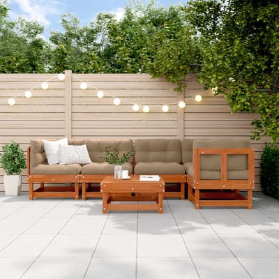 vidaXL - Tuin - loungeset - 6 - st - Wasbruin - Massief - grenenhout