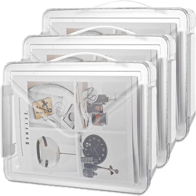 Transparante opbergdozen met deksel en handgreep - Set van 3, ideaal voor organisatie en opslag