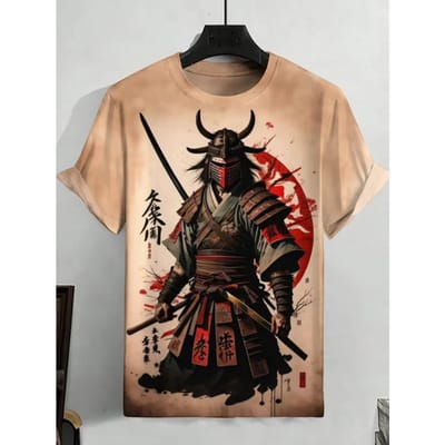 Japanse Ukiyo-E 3D Geprinte Heren T-shirts Korte Mouwen Tee Tops O-Hals Shirts Feest Zomer Casual Herenkleding Kleding 5XL brown
