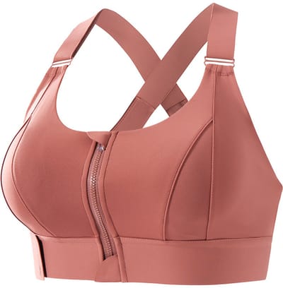 Baksteenrood S-Voorsluitende sportbeha met rits - sterke schokabsorptie - geschikt voor hardlopen yoga en rugcorrectie - comfortabel sportondergoed