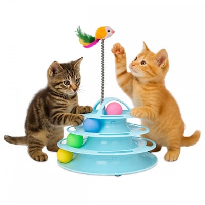 Mobiclinic Catplay - Kattenspeelgoed - Interactief spel voor katten - Zintuiglijke stimulatie - Kattenspeeltjes - Compact - Lichamelijke activiteit - Torenontwerp - Met ballen en vis