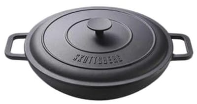 Hapjespan Gietijzer - Braadpan Stoofpan - Langzaam Garen - Voorgebrand met plantaardige olie - 31.5 cm - Zwart