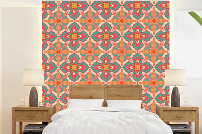 Behang - Fotobehang Patroon - Hippie - Oranje - Breedte 220 cm x hoogte 240 cm