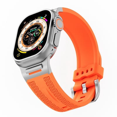 Siliconen bandje - geschikt voor Apple Watch 1/2/3/4/5/6/7/8/9/10/11/ SE (1,2,3) met maat 38 mm / 40 mm / 41 mm en 42 mm (Watch 10/11) - oranje
