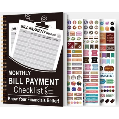 Maandelijks Factuurbetalings Tracker Notitieboek Met Stickers Budget Planner Uitgaven Organizer Financieel Logboek Spiraalgebonden zwart