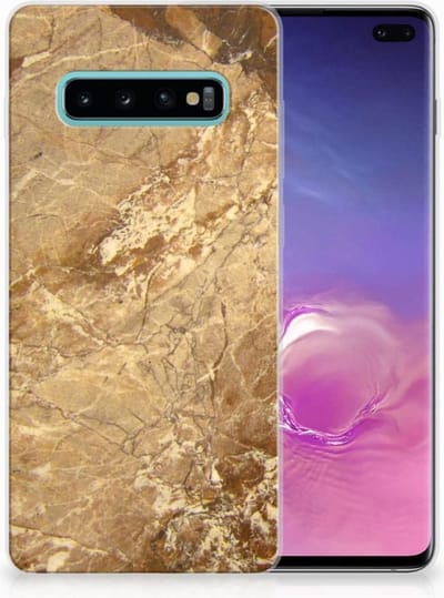 Back Cover voor Samsung Galaxy S10 Plus TPU Siliconen Hoesje Marmer Creme