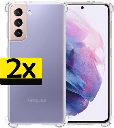 Hoesje - 2 Stuks - Geschikt voor Samsung Galaxy S21 - Sterk & Shockproof - Siliconen Case - Back Cover - Telefoon Hoes Shock Proof - Telefoonhoesjes - Transparant
