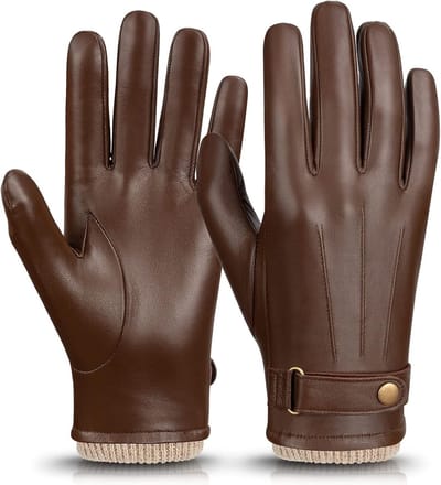 Heren Leren Handschoenen voor de Winter - Winddicht, Waterdicht en Met Touchscreen Functionaliteit, Perfect als Cadeau voor Mannen