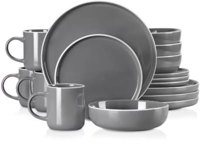 Eleganza Castella Serviesset - 16 delig - 4 persoons - Grijs - Dinerborden - Bordenset - Diepe borden - Ontbijtborden - Servies - Keukenservies - Luxe design - Tafelstijl