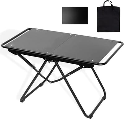 Opvouwbare grilltafel - Camping bijzettafel - Buiten koken - Hittebestendig gaas - 80x50 cm - Zwart