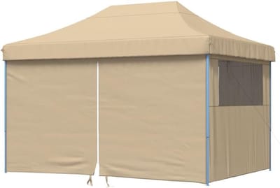 Opvouwbare Partytent - Feesttent Tuintent - Buitenfeesten Organiseren - Pop-up Systeem - 410 x 279 cm - Beige