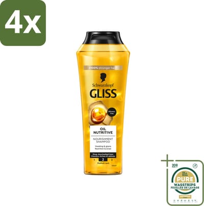 Gliss - Shampoo - Oil Nutritive - Voor Voedend en Zijdezacht Haar - 250 ml - Voordeelverpakking - 4 stuks - Droog haar shampoo - Haarverzorging