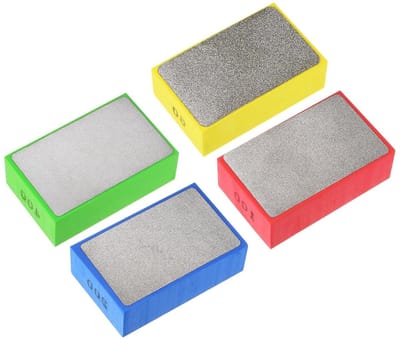Polijstschijvenset Diamant - Schuurblok Pads - Glas Tegels Bewerken - Verschillende Korrels - 4 Stuks - Grijs
