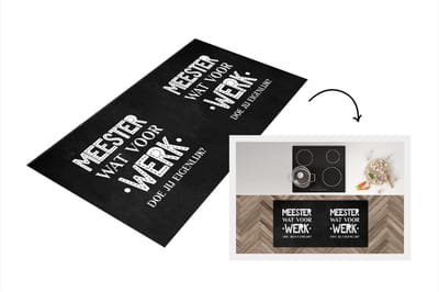 Keukenloper - Loper keuken - Quotes - Spreuken - Meester - Meester wat voor werk doe jijlijk? - 120x60 cm - Keukenloper vinyl