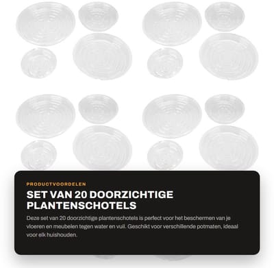 Dailygoods- Plantenschotel 20 Stuks - Onderschotel Kunststof - Plantenschotel 6/8/10/12 Inch - Lekbakken voor Planten - Vloerbescherming - Goede Luchtcirculatie - Plantentray