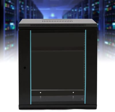 Serverkast Wandmontage - Netwerkkast Data Kast - Computerapparatuur Opbergen - Verstelbare Partition - 60x45x65 cm - Zwart