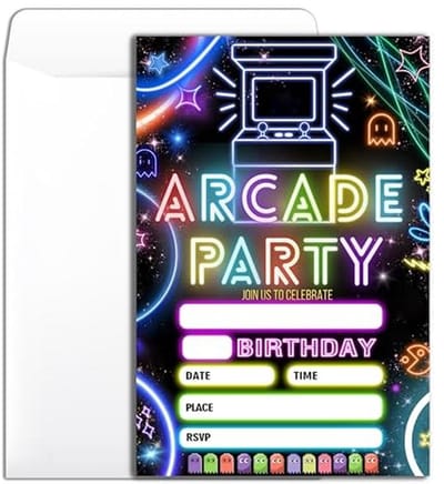 Glow Gaming Arcade Thema Verjaardagsuitnodiging voor Feesten