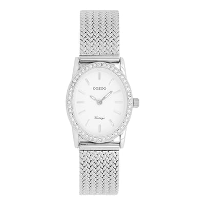 OOZOO Vintage series - Zilverkleurige horloge met metalen v-mesh armband - C20430