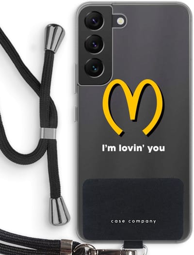 Case Company® - Hoesje met koord geschikt voor Samsung Galaxy S22 hoesje met Koord - I'm lovin' you - Telefoonhoesje met Zwart Koord - Bescherming aan alle Kanten en Over de Schermrand