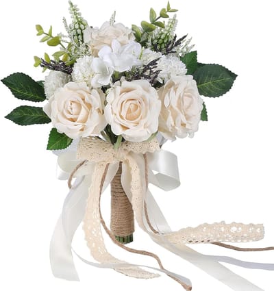 Elegant Bruidsboeket Wit Champagne Kunstbloemen voor Bruiloft en Feestdecoratie