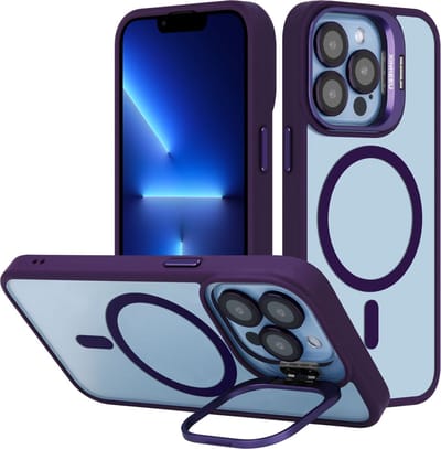 Cadorabo Hoesje geschikt voor Apple iPhone 12 / 12 PRO in Paars geschikt voor MagSafe en standfunctie inclusief cameralensbescherming TPU-siliconenrand