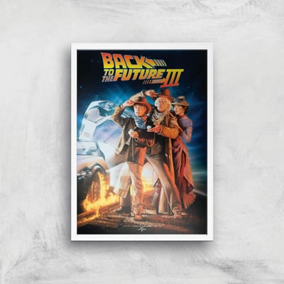 Back To The Future Part 3 Giclee Art Print - A4 - White Frame