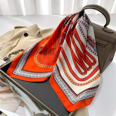 Lente Zomer 70*70cm Zijden Sjaal Dames Sjaals haar Decoraties Haarband Hoofdband Necksjaal Foulard Vierkante Sjaal Bandana red