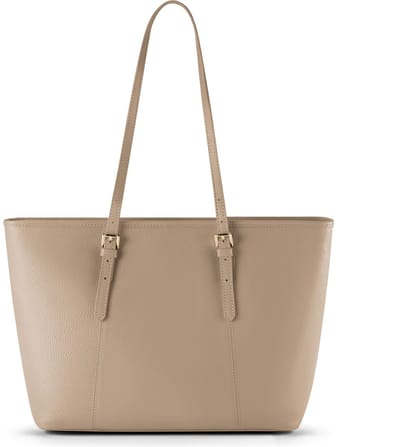 Lazarotti Leren Schoudertas Bologna Leather Shopper Cream White Crème