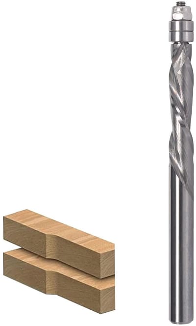 6 mm schacht, up & down compressie-cut spiraalfrees voor bovenfrees, 6 mm snijdiameter, 28,6 mm snijlengte, spiraalgroef, dubbele kogellagers, houtfrees.