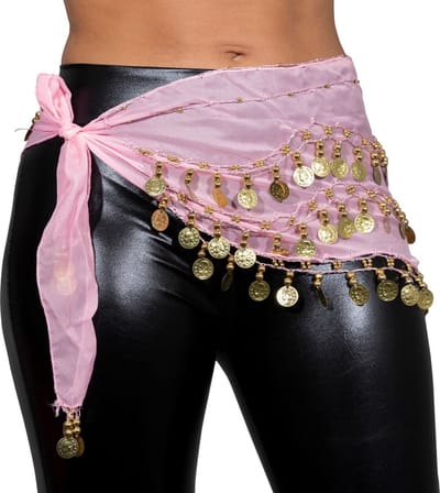 2 stuks omslagdoek met muntjes - Roze - Oosters - Zigeuner/ Gypsy