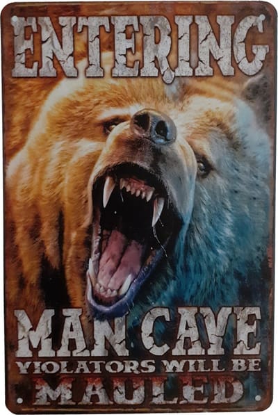 Entering mancave violators - Metalen wandbord - Mancave - Bar decoratie - Mancave decoratie - Tekstbord - Mancave wandborden - Cave & Garden
