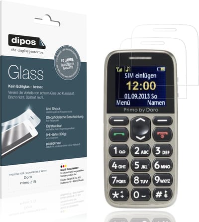 dipos – 2x Pantserfolie geschikt voor Doro Primo 215 | 9H Screenprotector