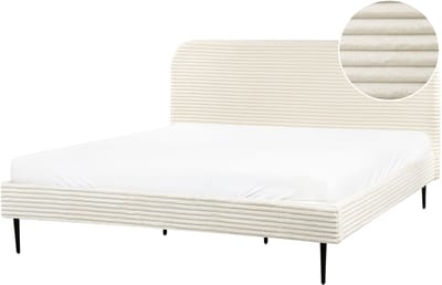 FLAYAT - Tweepersoonsbed - Gebroken wit - 180 x 200 cm - Corduroy