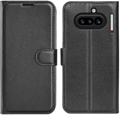Hoesje geschikt voor Nothing Phone (4a) - Phonesta Litchi Skin Book Wallet Case - Zwart