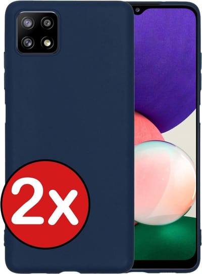 Hoesje - 2 Stuks - Geschikt voor Samsung Galaxy A22 5G - Sterk & Shockproof - Telefoonhoes - Back Cover - Case Siliconen - Telefoon Hoes - Donkerblauw