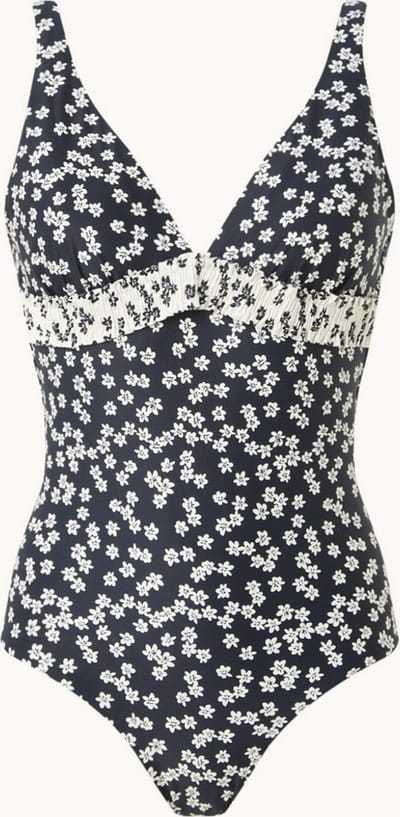Cyell Blossoms voorgevormd badpak met bloemenprint - Zwart/ Wit - Maat 40D