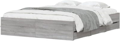 Bedframe met lades - Tweepersoonsbed ombouw - Slaapkamer opruimen - Geïntegreerde opberglades - 150 x 200 cm - Grijs